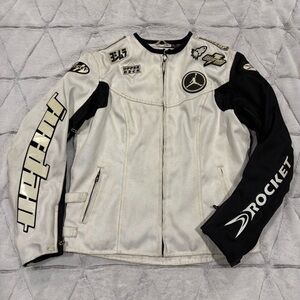 Michael Jordan Vtg Motorcross Jacket White Pads Spellout Womens M Racing Outdoor